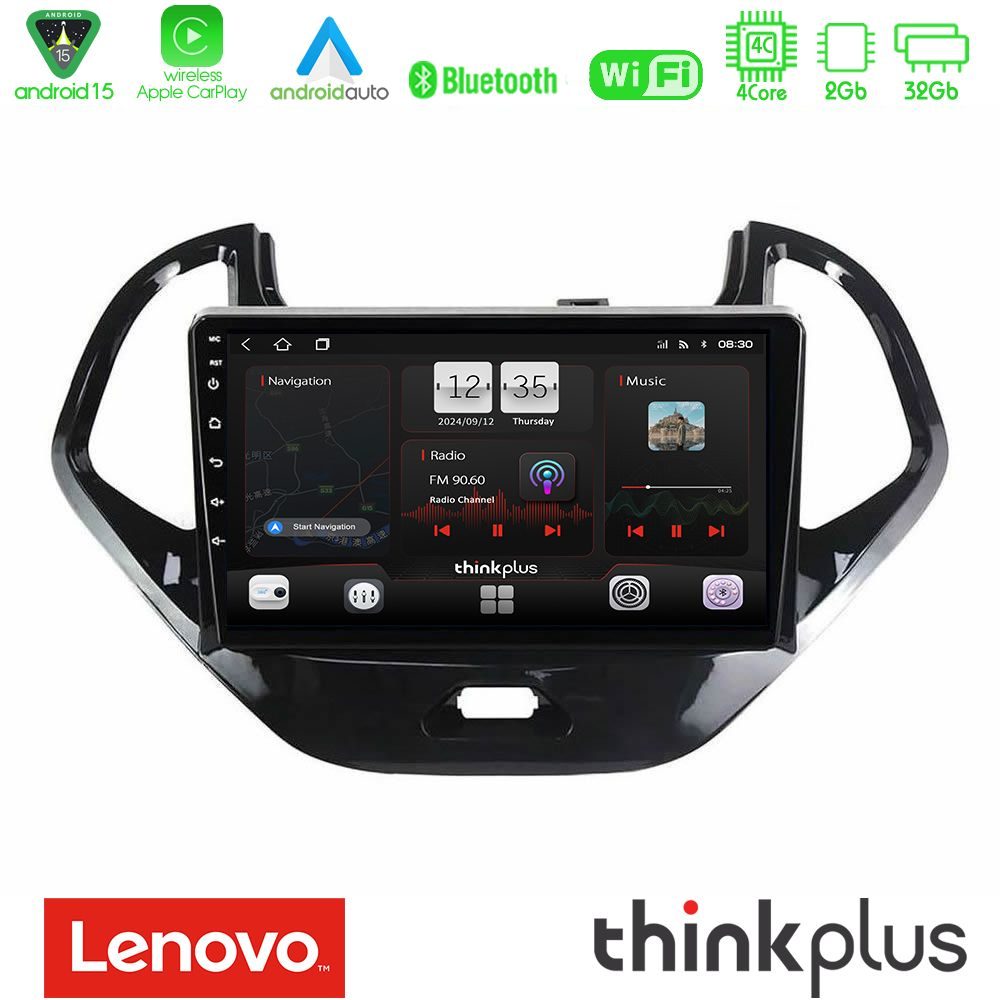 Lenovo Thinkplus Series 4Core Android15 2+32GB Ford KA 2016-2020 Navigation Multimedia Tablet 9" Με Carplay & Android Auto
