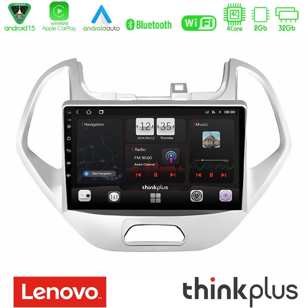 Lenovo Thinkplus Series 4Core Android15 2+32GB Ford KA 2016-2020 Navigation Multimedia Tablet 9" Με Carplay & Android Auto
