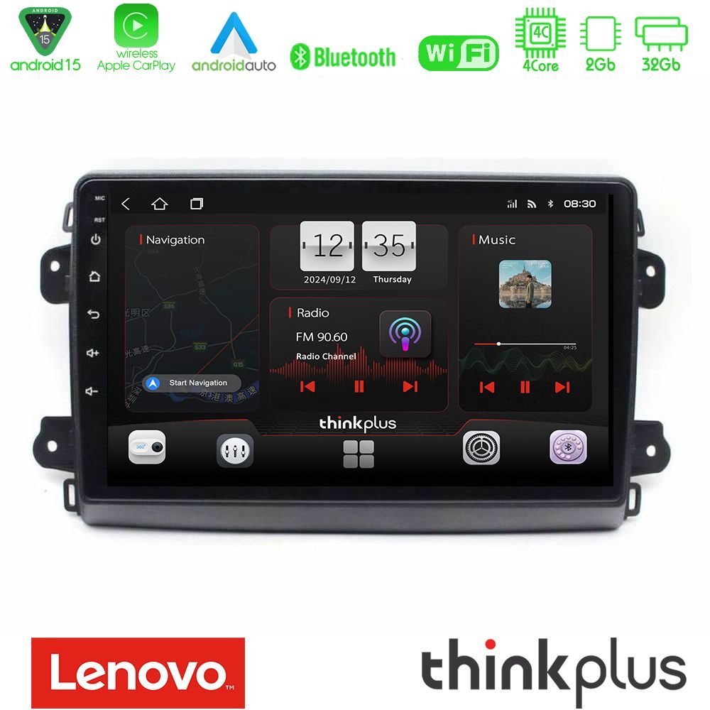 Lenovo Thinkplus Series 4Core Android15 2+32GB Citroen/Fiat/Opel Navigation Multimedia Tablet 9" Με Carplay & Android Auto