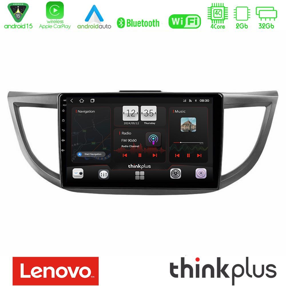 Lenovo Thinkplus Series 4Core Android15 2+32GB  Honda CRV 2012-2017 Navigation Multimedia Tablet 9" Με Carplay & Android Auto