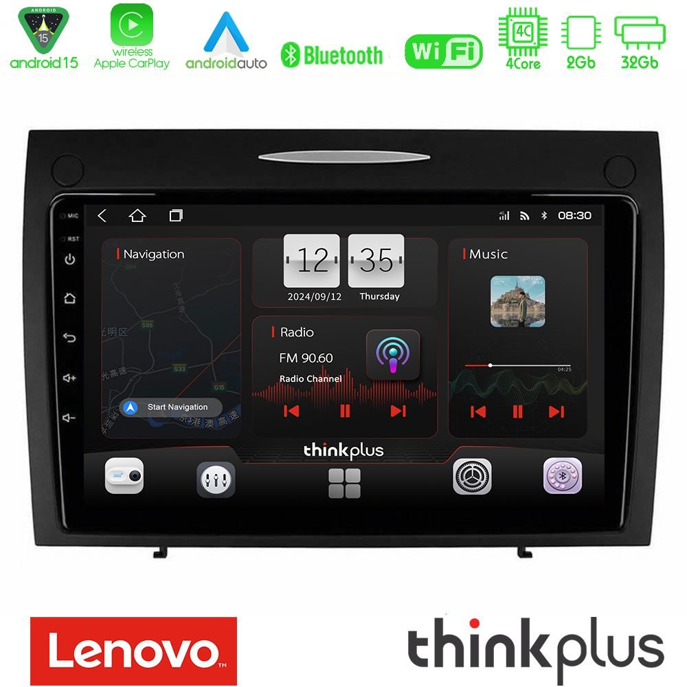 Lenovo Thinkplus Series 4Core Android15 2+32GB  Mercedes SLK Class Navigation Multimedia Tablet 9" Με Carplay & Android Auto