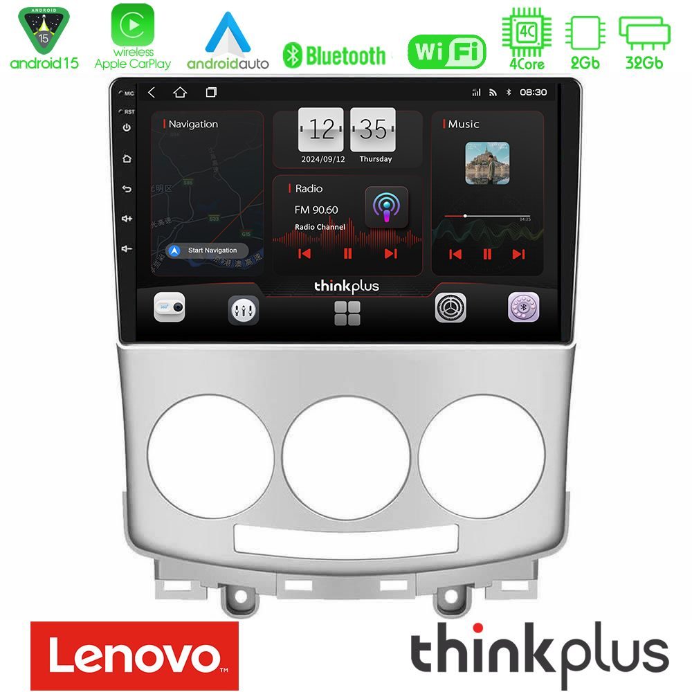 Lenovo Thinkplus Series 4Core Android15 2+32GB  Mazda 5 2004-2010 Navigation Multimedia Tablet 9" Με Carplay & Android Auto
