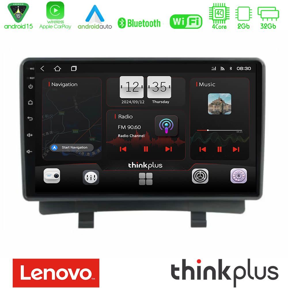 Lenovo Thinkplus Series 4Core Android15 2+32GB  Opel Zafira 2012-2016 Navigation Multimedia Tablet 9" Με Carplay & Android Auto