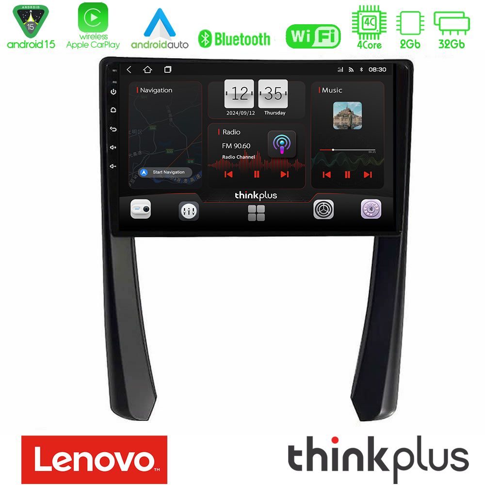 Lenovo Thinkplus Series 4Core Android15 2+32GB  Porsche 911/Cayman/Boxster Navigation Multimedia Tablet 9" Με Carplay & Android Auto