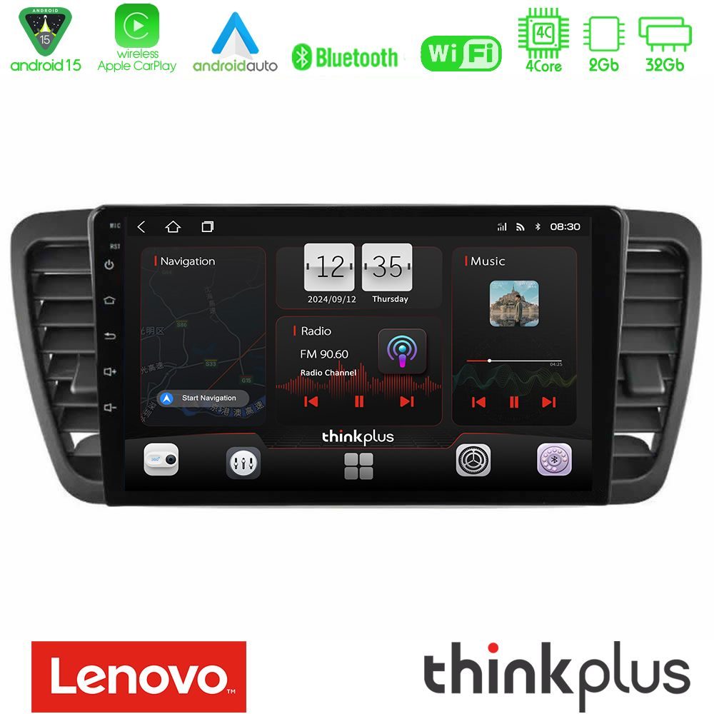 Lenovo Thinkplus Series 4Core Android15 2+32GB  Subaru Legacy/Outback 2002-2008 Navigation Multimedia Tablet 9" Με Carplay & Android Auto