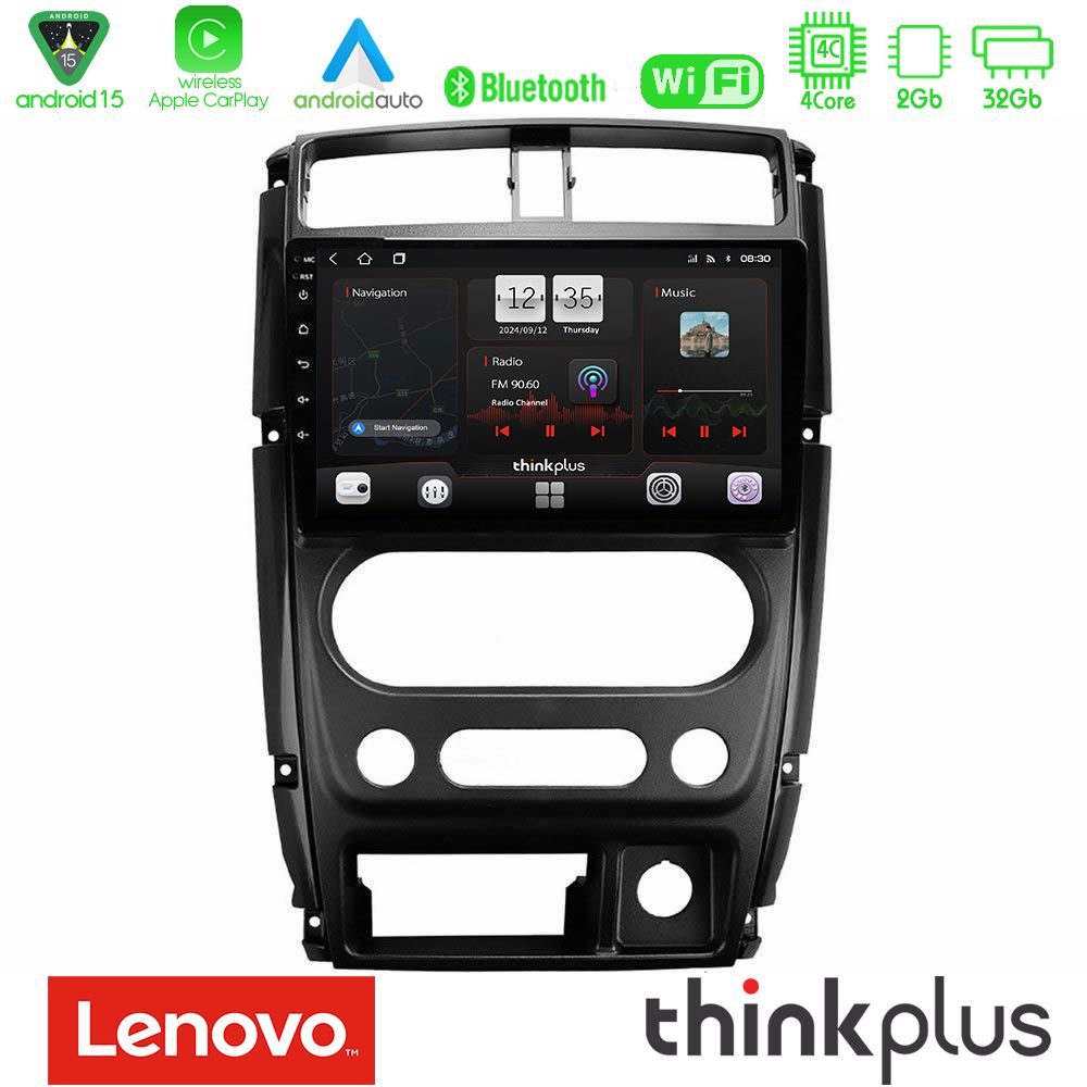Lenovo Thinkplus Series 4Core Android15 2+32GB  Suzuki Jimny 2007-2017 Navigation Multimedia Tablet 9" Με Carplay & Android Auto