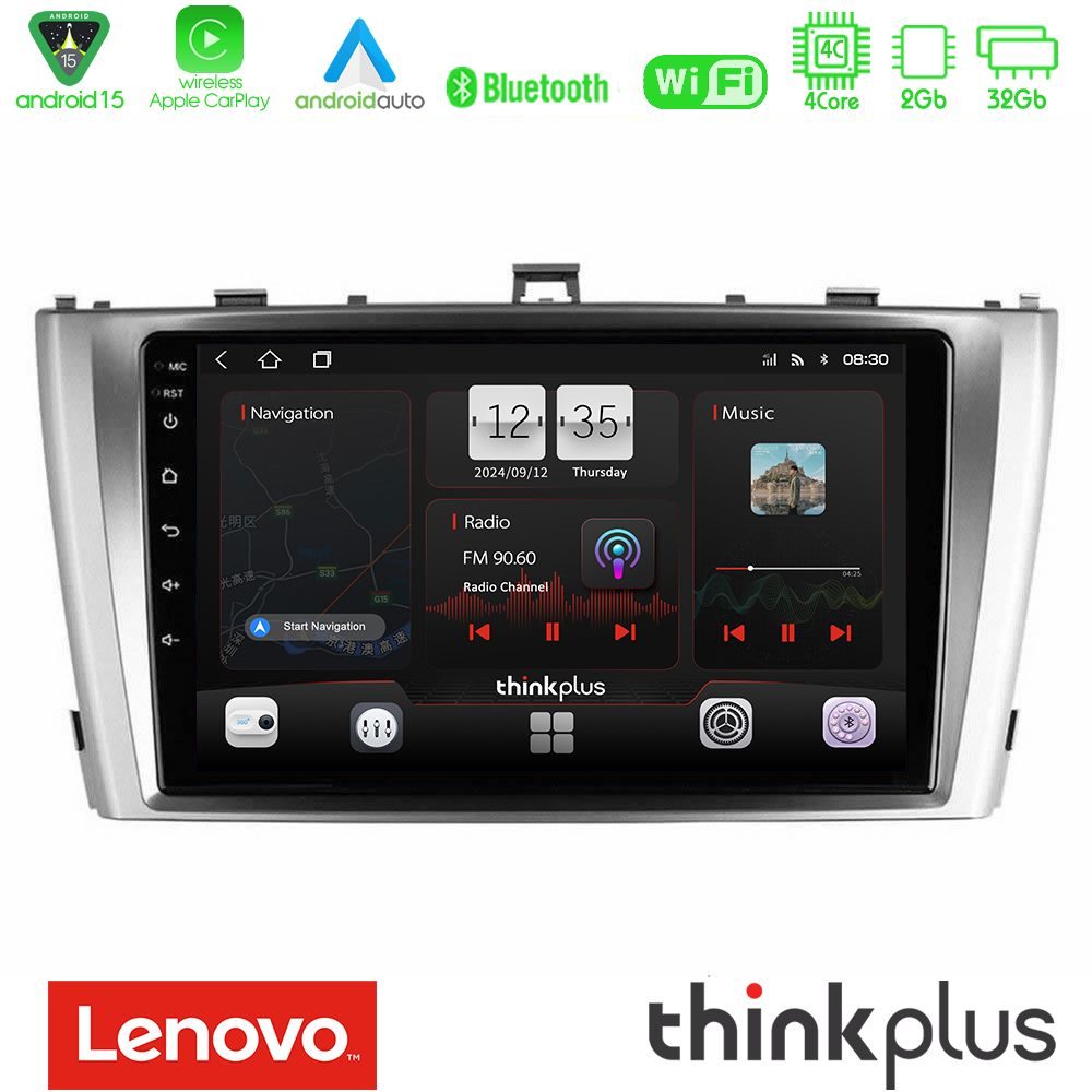 Lenovo Thinkplus Series 4Core Android15 2+32GB  Toyota Avensis T27 Navigation Multimedia Tablet 9" Με Carplay & Android Auto