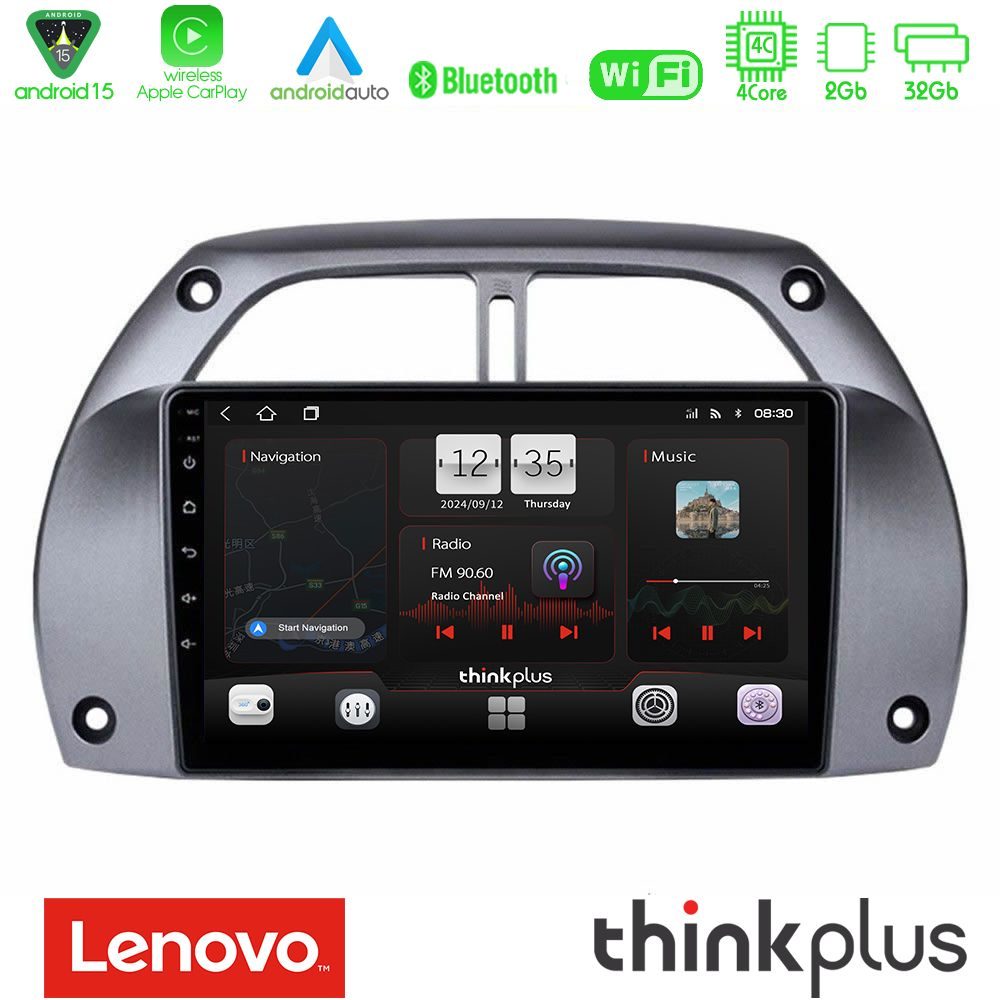 Lenovo Thinkplus Series 4Core Android15 2+32GB  Toyota RAV4 2001 - 2006 Navigation Multimedia Tablet 9" Με Carplay & Android Auto
