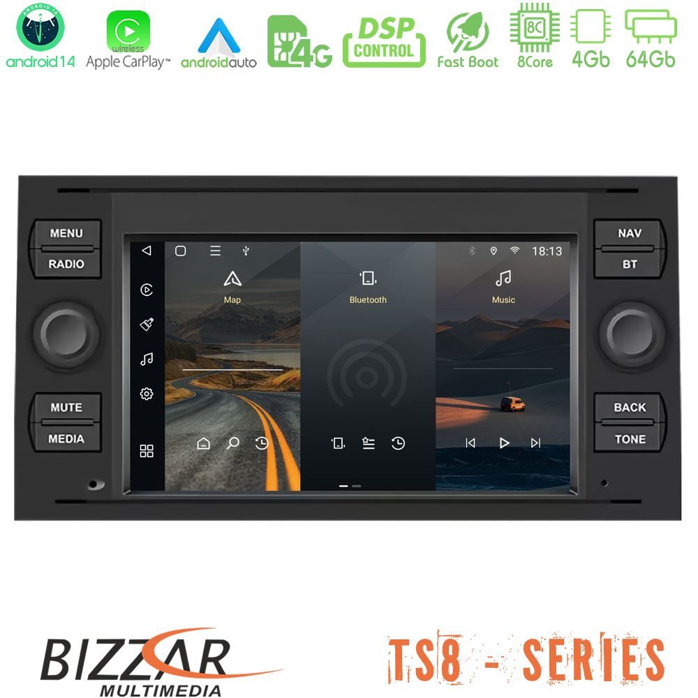 Bizzar Ford Old Universal 8core Android14 4+64GB Navigation Multimedia Deckless 7" με Carplay/AndroidAuto (OEM Style)