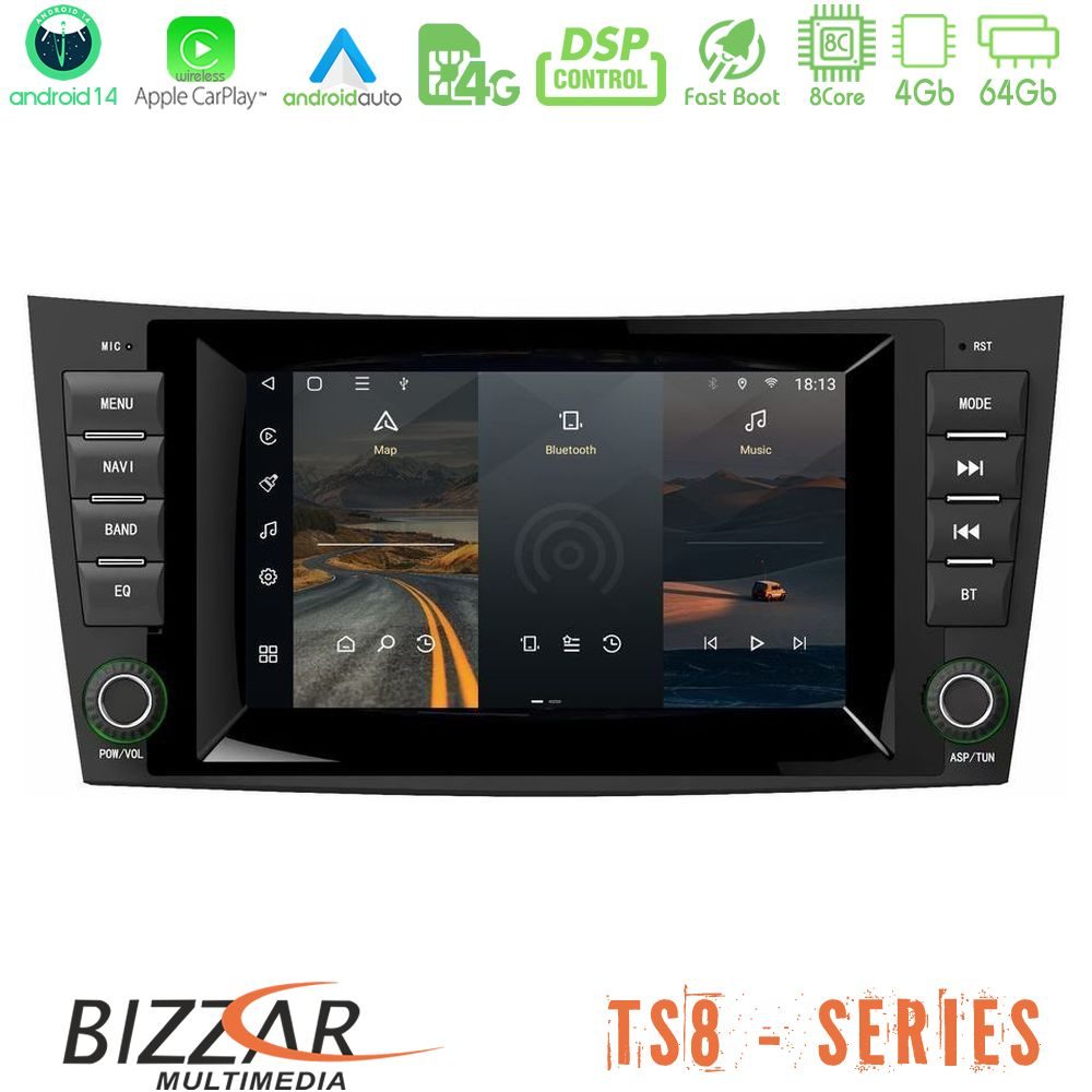 Bizzar Mercedes E Class/CLS Class (W211/W219) 8core Android14 4+64GB Navigation Multimedia Deckless 7" με Carplay/AndroidAuto (OEM Style)
