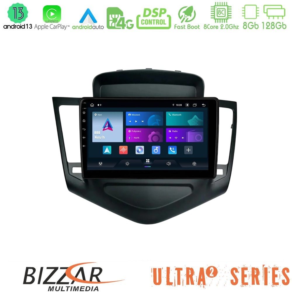 Bizzar Ultra Series Chevrolet Cruze 2009-2012 8core Android13 8+128GB Navigation Multimedia Tablet 9"