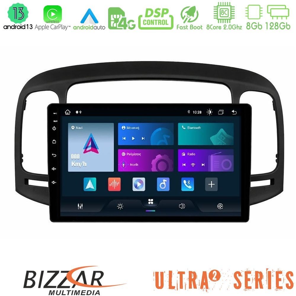 Bizzar Ultra Series Hyundai Accent 2006-2011 8core Android13 8+128GB Navigation Multimedia Tablet 9"