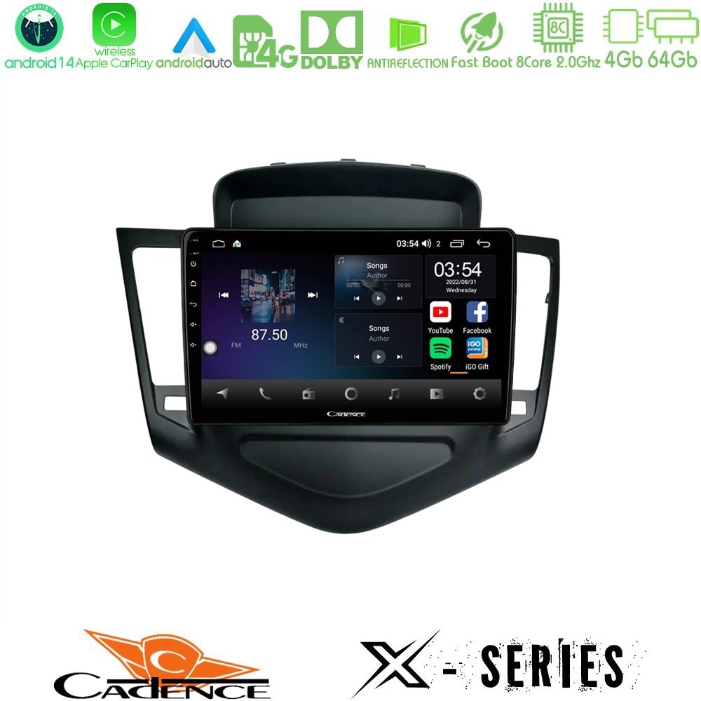 Cadence X Series Chevrolet Cruze 2009-2012 8core Android 14 4+64GB Navigation Multimedia Tablet 9"