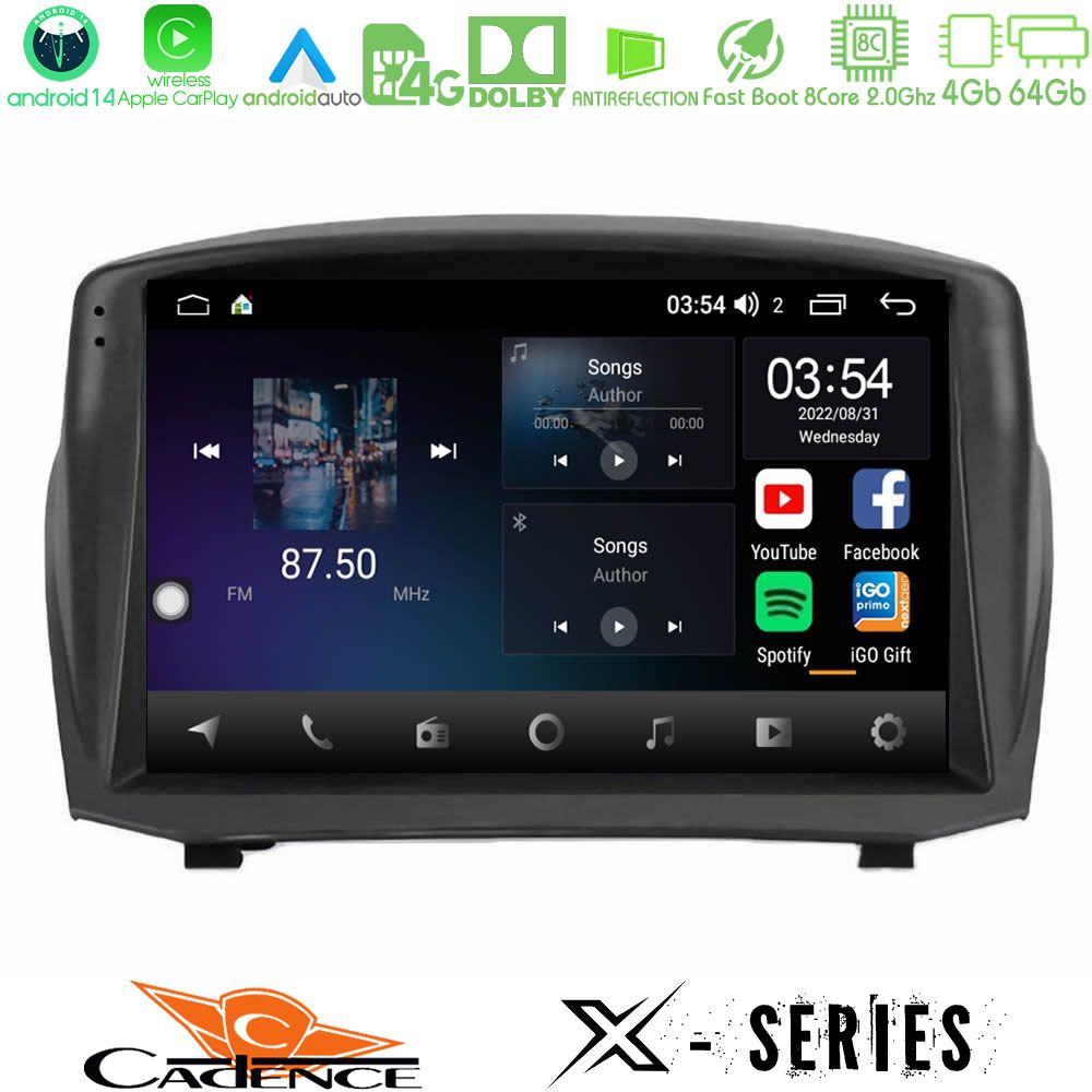Cadence X Series Ford Fiesta 2008-2016 8core Android 14 4+64GB Navigation Multimedia Tablet 9" (Oem Style)
