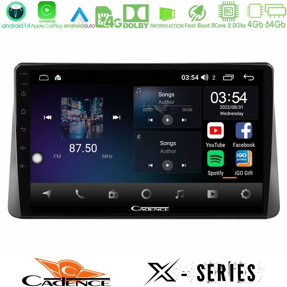 Cadence X Series Ford Focus 2019-> 8core Android 14 4+64GB Navigation Multimedia Tablet 9"