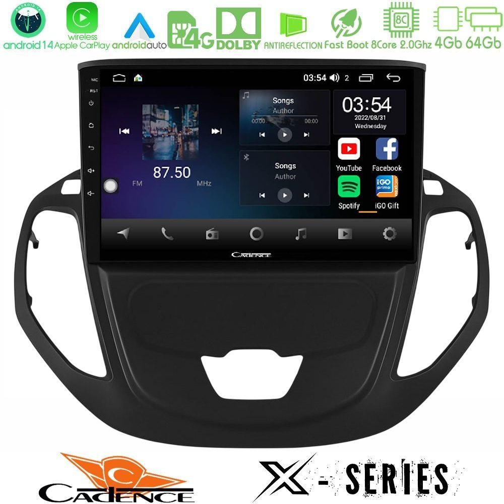 Cadence X Series Ford Transit Courier 2015-2023 8core Android 14 4+64GB Navigation Multimedia Tablet 9"
