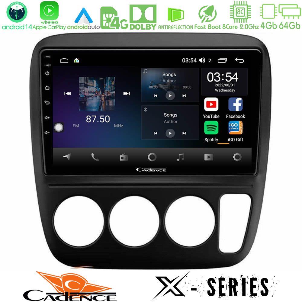 Cadence X Series Honda CRV 1997-2001 8core Android 14 4+64GB Navigation Multimedia Tablet 9"