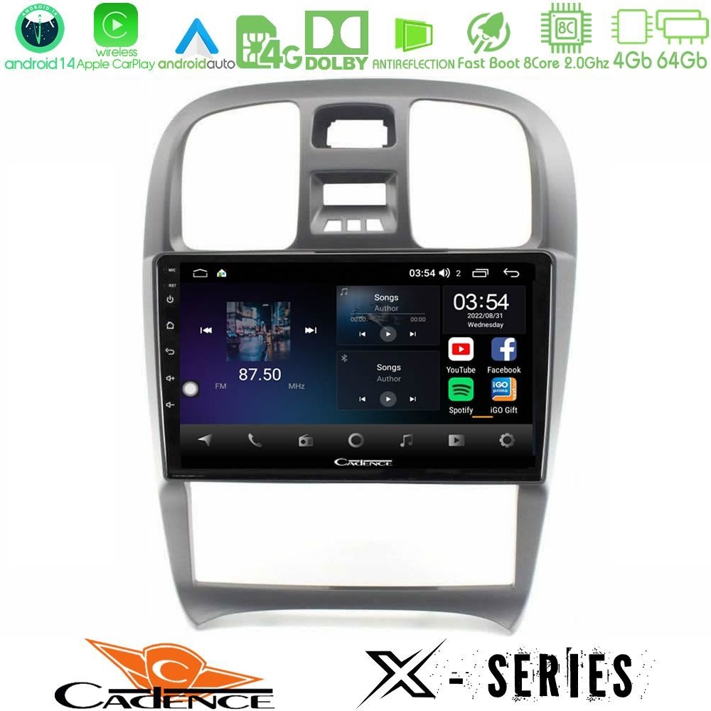 Cadence X Series Hyundai Sonata 2001-2005 8core Android 14 4+64GB Navigation Multimedia Tablet 9"