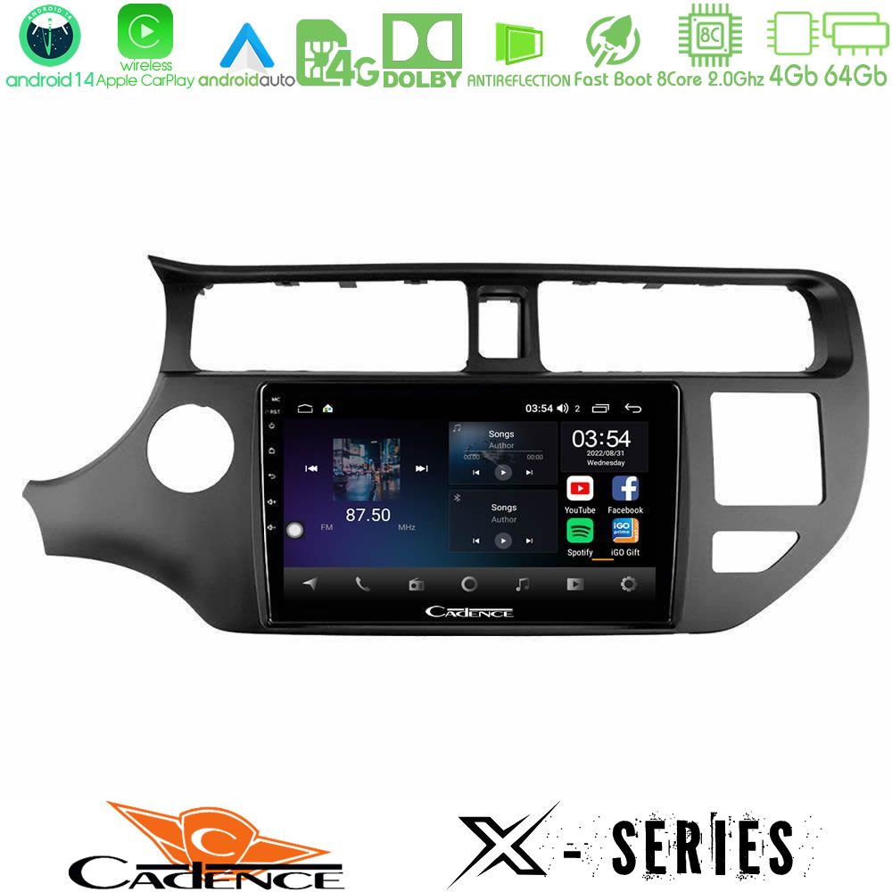 Cadence X Series Kia Rio 2011-2015 8core Android 14 4+64GB Navigation Multimedia Tablet 9"