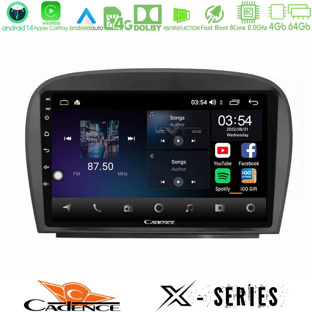 Cadence X Series Mercedes SL Class 2005-2011 8Core Android 14 4+64GB Navigation Multimedia Tablet 9"