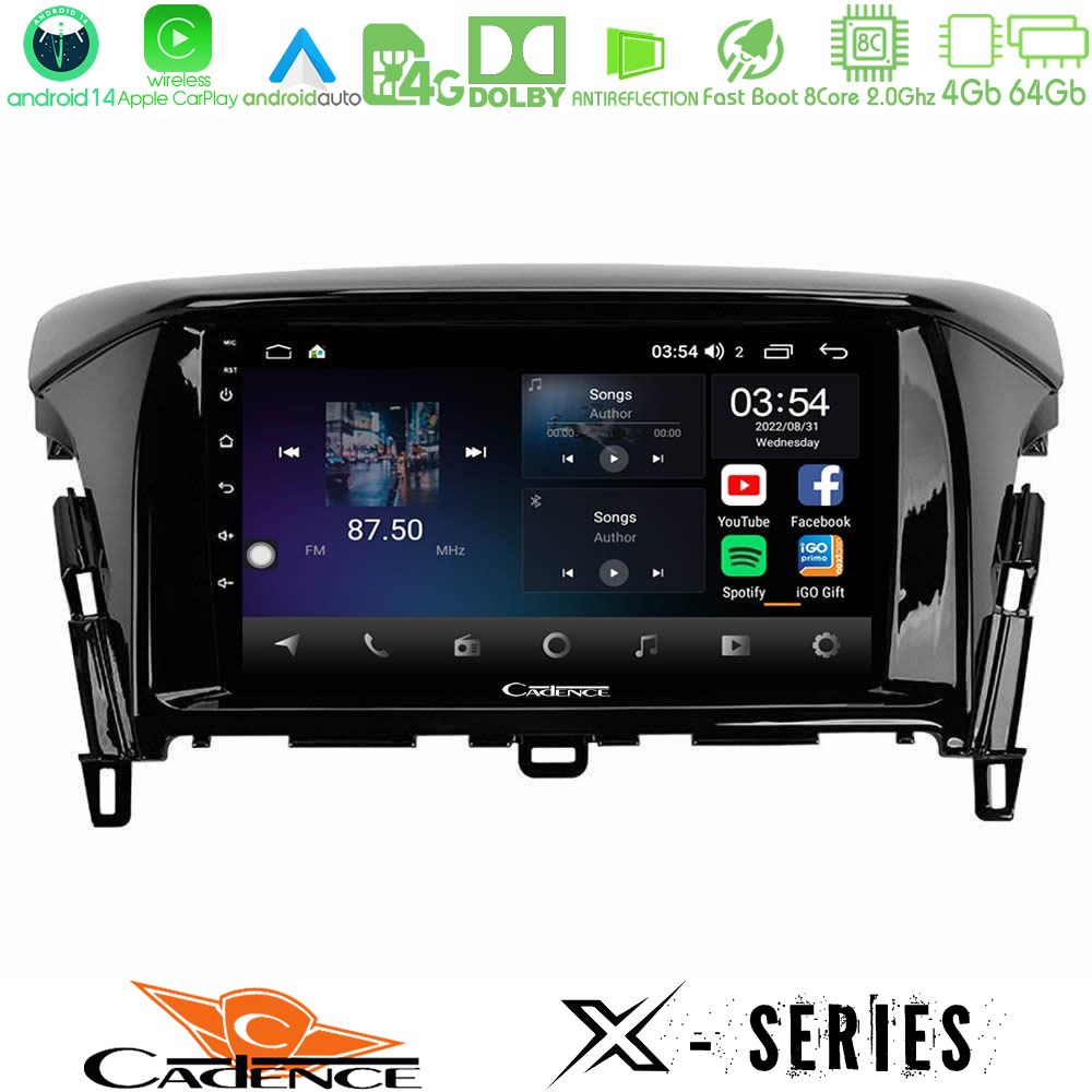Cadence X Series Mitsubishi Eclipse Cross 8core Android 14 4+64GB Navigation Multimedia Tablet 9"