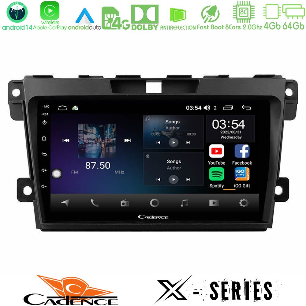 Cadence X Series Mazda CX-7 2007-2011 8core Android 14 4+64GB Navigation Multimedia Tablet 9"