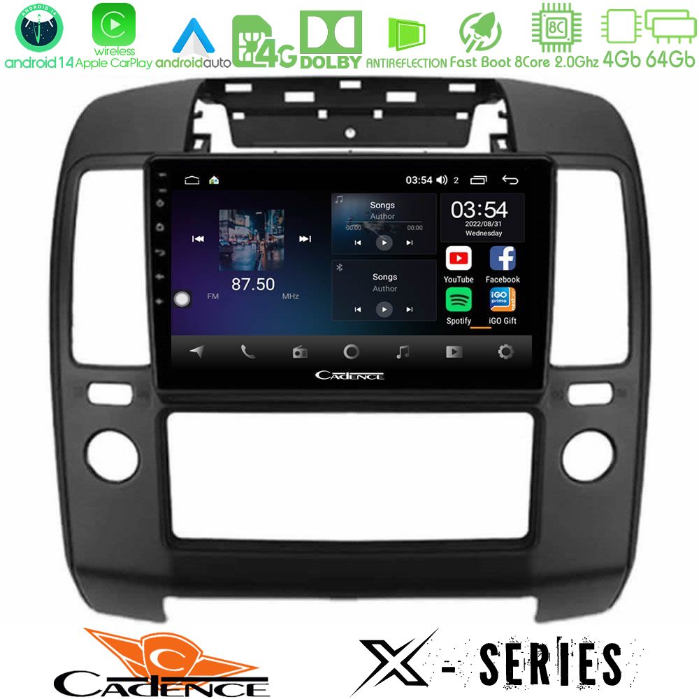 Cadence X Series Nissan Navara 8core Android 14 4+64GB Navigation Multimedia Tablet 9"