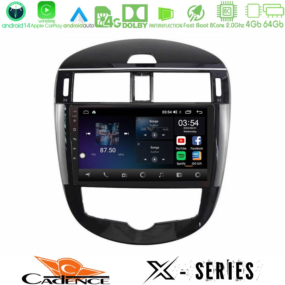 Cadence X Series Nissan Pulsar 2015-2018 8core Android 14 4+64GB Navigation Multimedia Tablet 9"