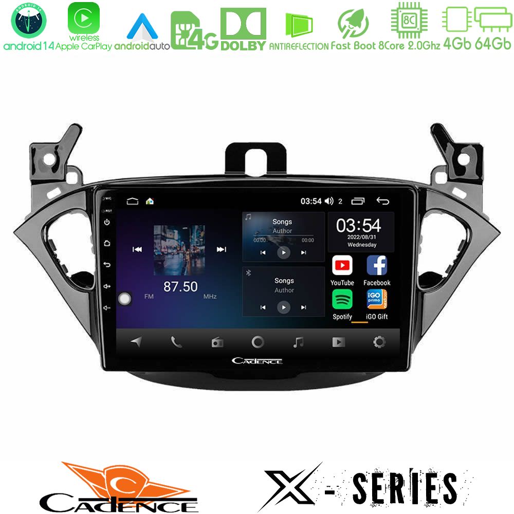 Cadence X Series Opel Corsa E/Adam 8core Android 14 4+64GB Navigation Multimedia Tablet 9"