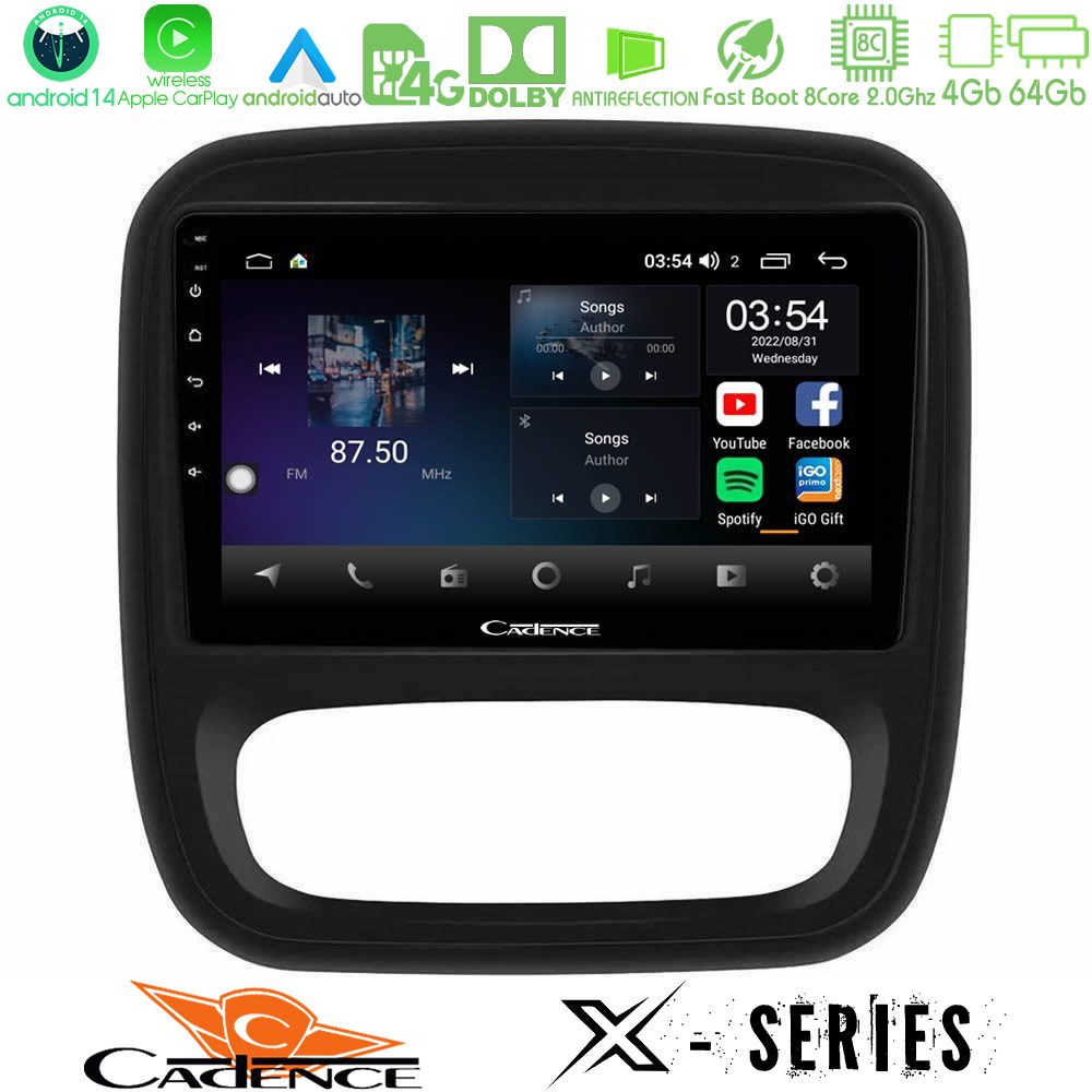 Cadence X Series Renault/Nissan/Opel/Fiat 8core Android 14 4+64GB Navigation Multimedia Tablet 9"
