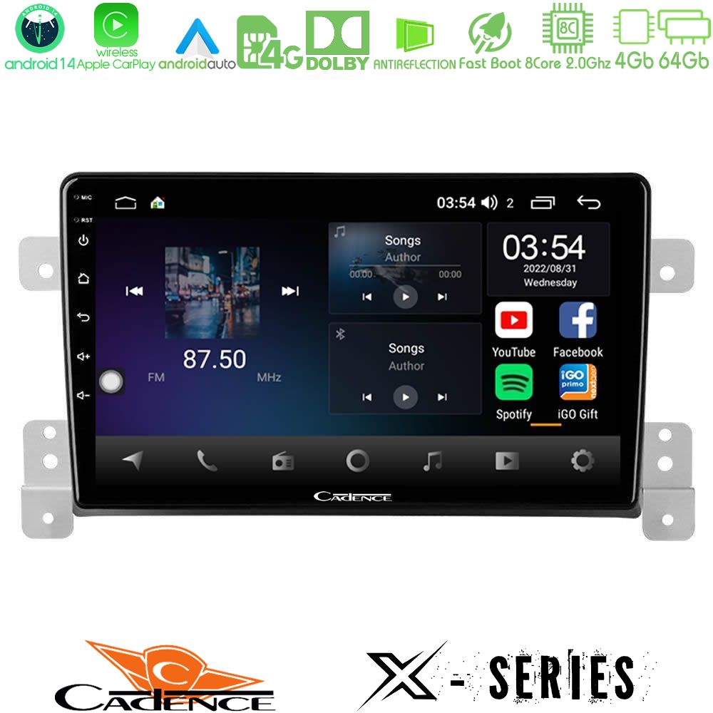 Cadence X Series Suzuki Grand Vitara 8core Android 14 4+64GB Navigation Multimedia Tablet 9"