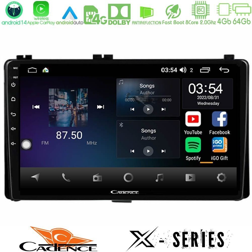 Cadence X Series Toyota Corolla/Auris 2017-2019 8core Android 14 4+64GB Navigation Multimedia Tablet 9"