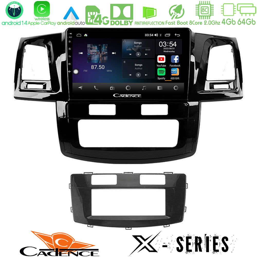 Cadence X Series Toyota Hilux 2007-2011 8core Android 14 4+64GB Navigation Multimedia Tablet 9"