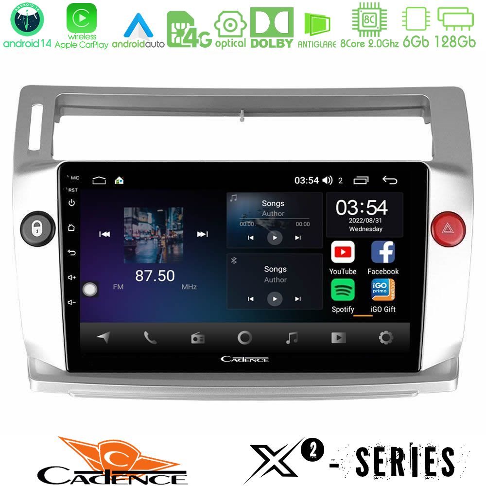 Cadence X2 Series 8Core Android14 6+128GB  Citroen C4 2004-2010 Navigation Multimedia Tablet 9"