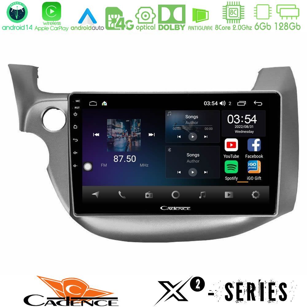 Cadence X2 Series 8Core Android14 6+128GB  Honda Jazz 2009-2013 Navigation Multimedia Tablet 10"