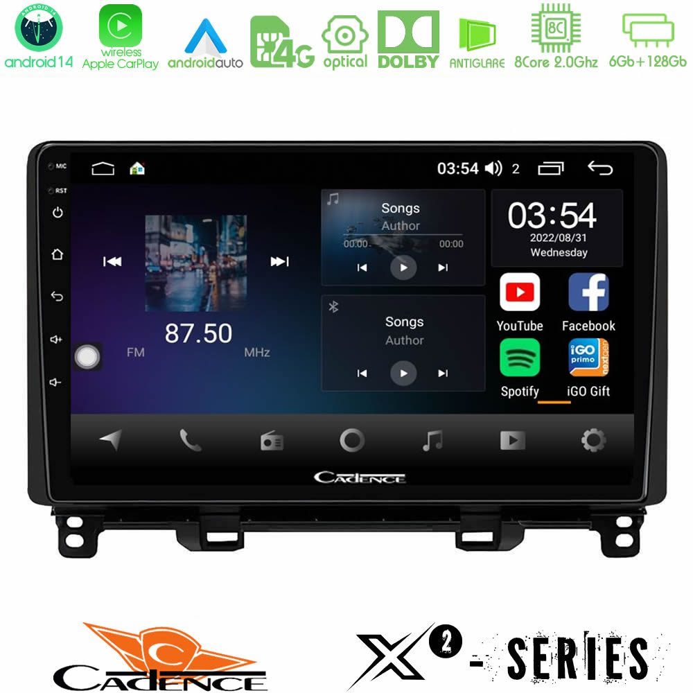 Cadence X2 Series 8Core Android14 6+128GB  Honda Jazz 2021-2025 Navigation Multimedia Tablet 9"