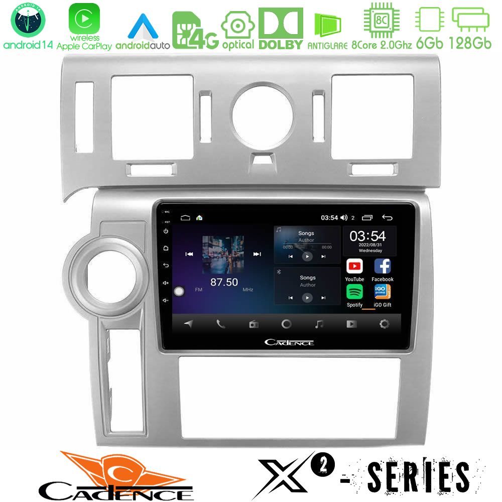 Cadence X2 Series 8Core Android14 6+128GB  Hummer H2 2008-2009 Navigation Multimedia Tablet 9"