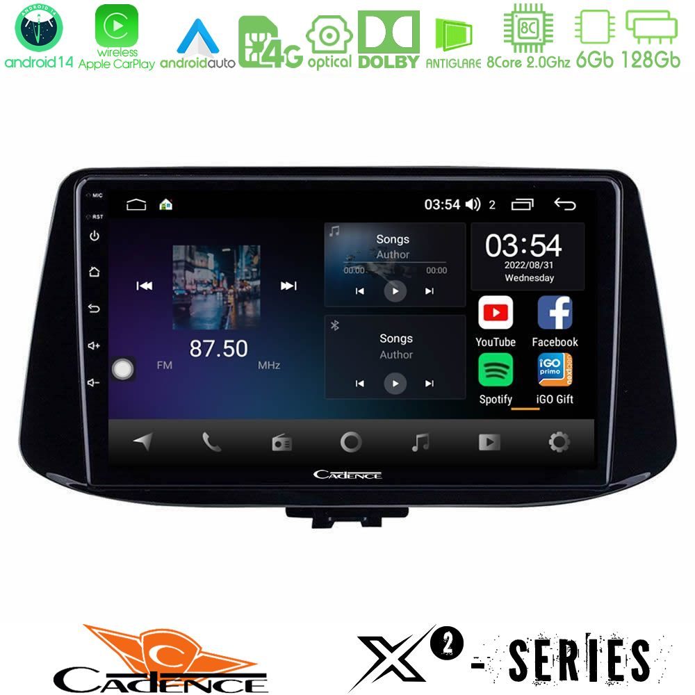 Cadence X2 Series 8Core Android14 6+128GB Hyundai i30 Navigation Multimedia Tablet 9"