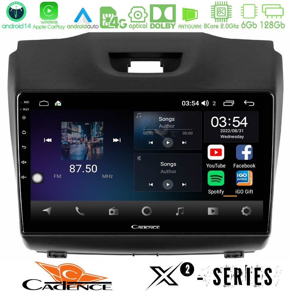 Cadence X2 Series 8Core Android14 6+128GB  Isuzu D-MAX 2012-2019 Navigation Multimedia Tablet 9"