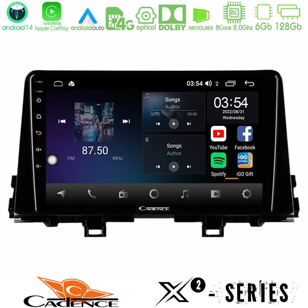 Cadence X2 Series 8Core Android14 6+128GB  Kia Picanto 2017-2021 Navigation Multimedia Tablet 9"