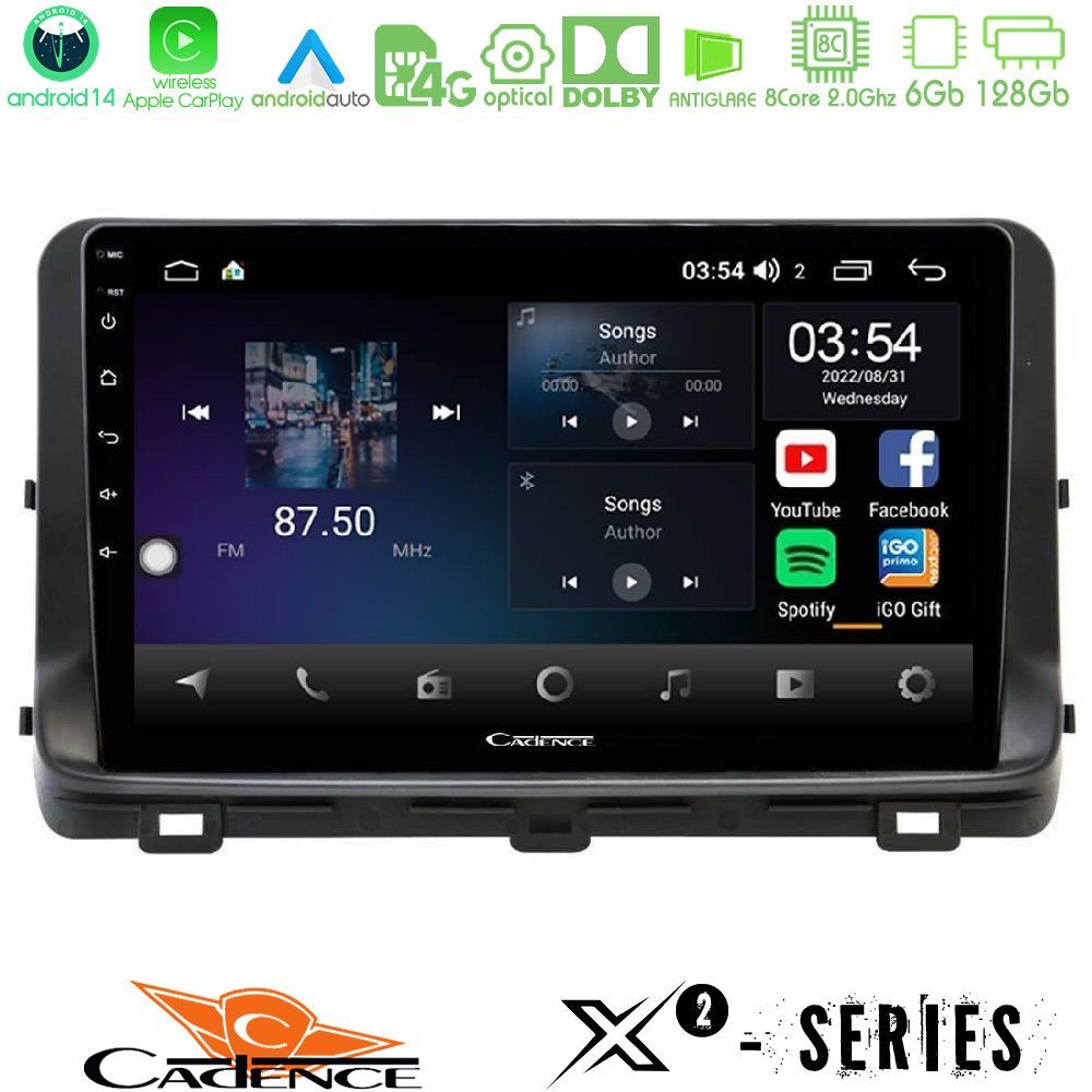 Cadence X2 Series 8Core Android14 6+128GB  Kia Ceed 2018-2023 Navigation Multimedia Tablet 10"
