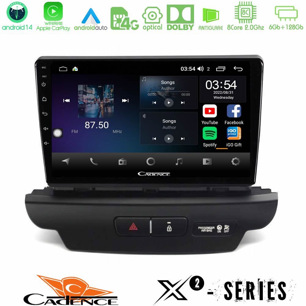 Cadence X2 Series 8Core Android14 6+128GB  Kia Ceed 2018-2023 Navigation Multimedia Tablet 9"   (Low Version)