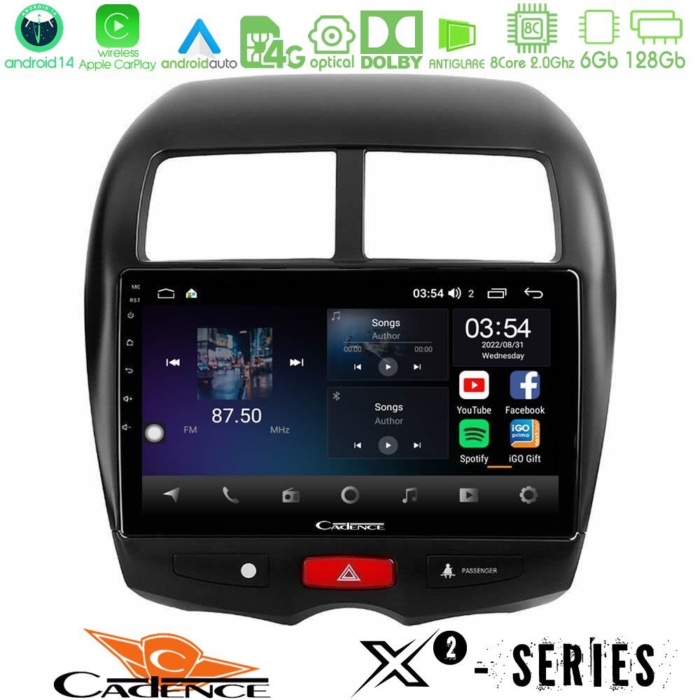 Cadence X2 Series 8Core Android14 6+128GB  Mitsubishi ASX Navigation Multimedia Tablet 10"