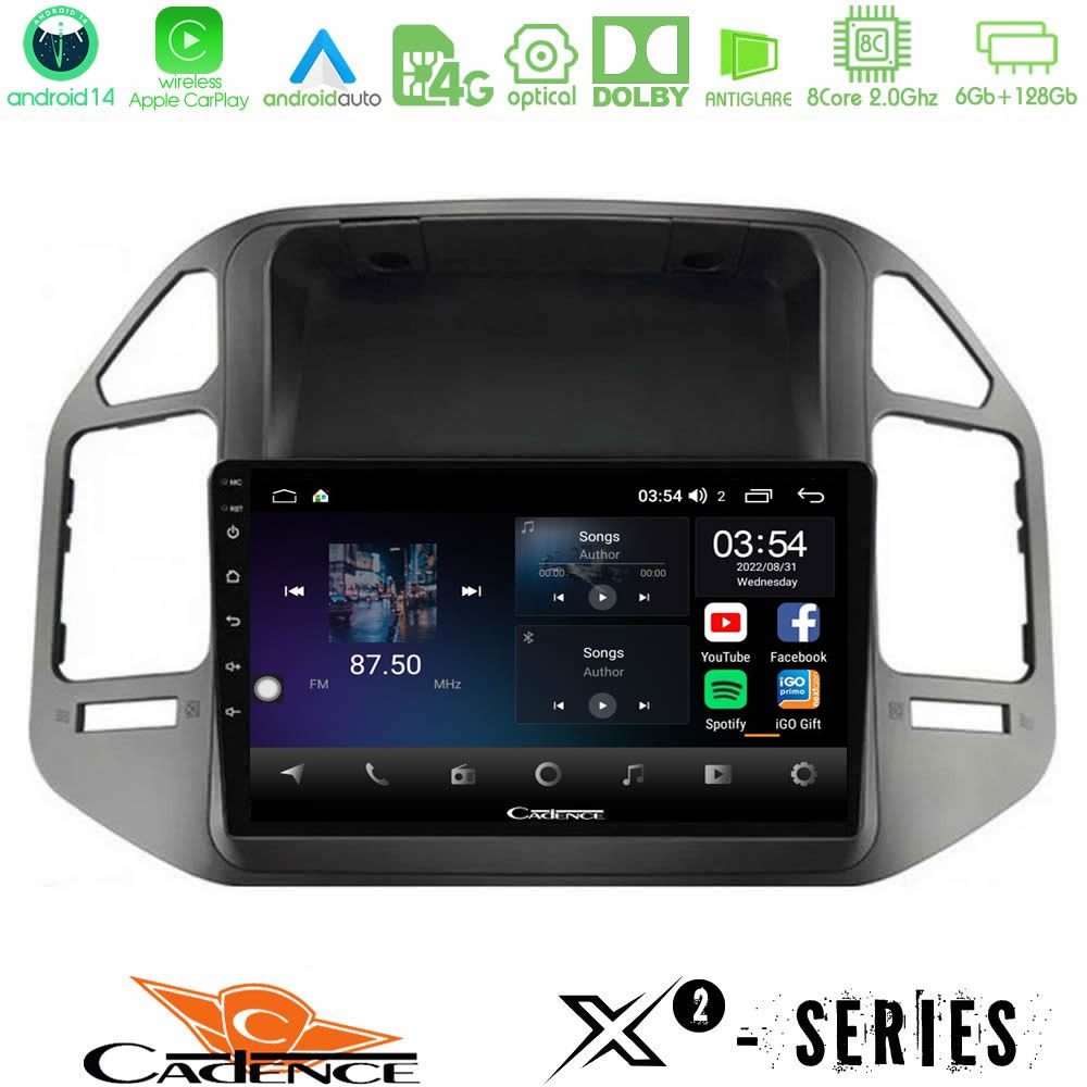 Cadence X2 Series 8Core Android14 6+128GB Mitsubishi Pajero 2002-2006 Navigation Multimedia Tablet 9"