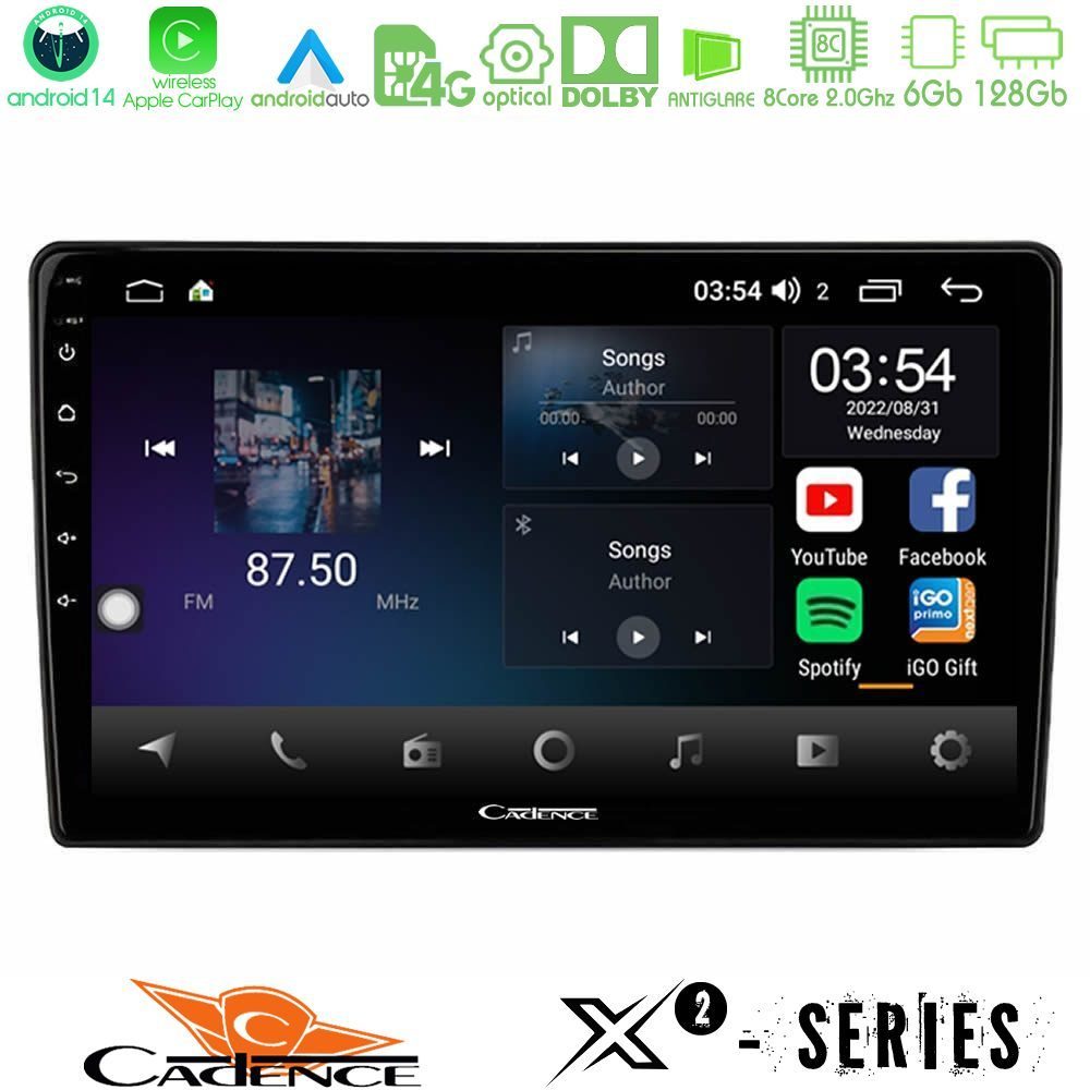 Cadence X2 Series 8Core Android14 6+128GB Mitsubishi Outlander 2002 – 2007 Navigation Multimedia Tablet 10"