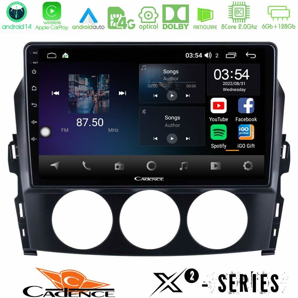 Cadence X2 Series 8Core Android14 6+128GB  Mazda MX-5 2006-2008 Navigation Multimedia Tablet 9"