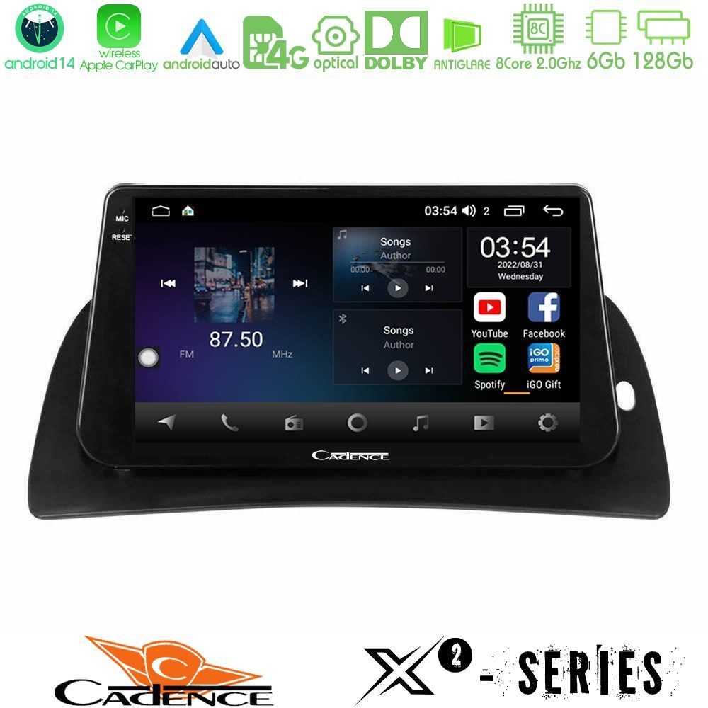 Cadence X2 Series 8Core Android14 6+128GB  Renault Kangoo 2015-2018 Navigation Multimedia Tablet 9"