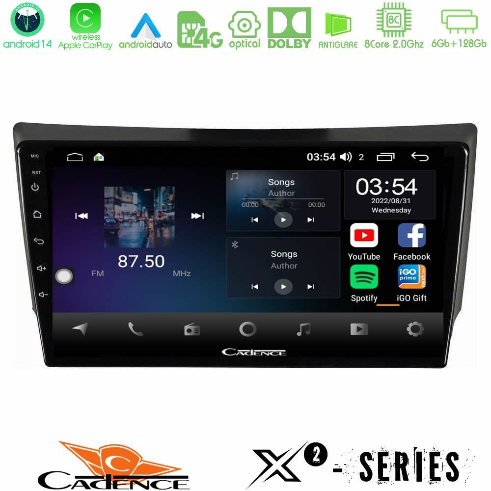 Cadence X2 Series 8Core Android14 6+128GB Ssangyong Rexton 2002-2006 Navigation Multimedia Tablet 9"