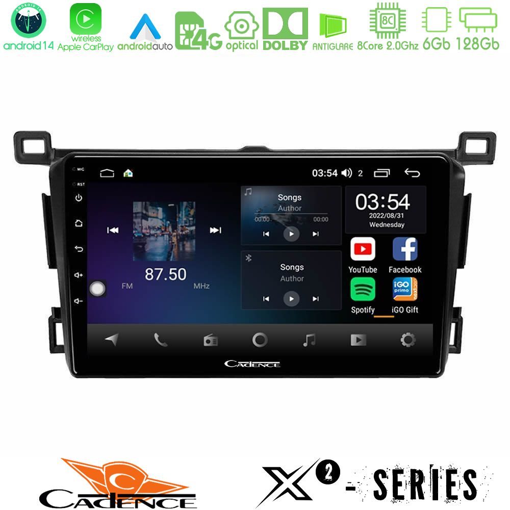 Cadence X2 Series 8Core Android14 6+128GB  Toyota RAV4 2013-2018 Navigation Multimedia Tablet 9"