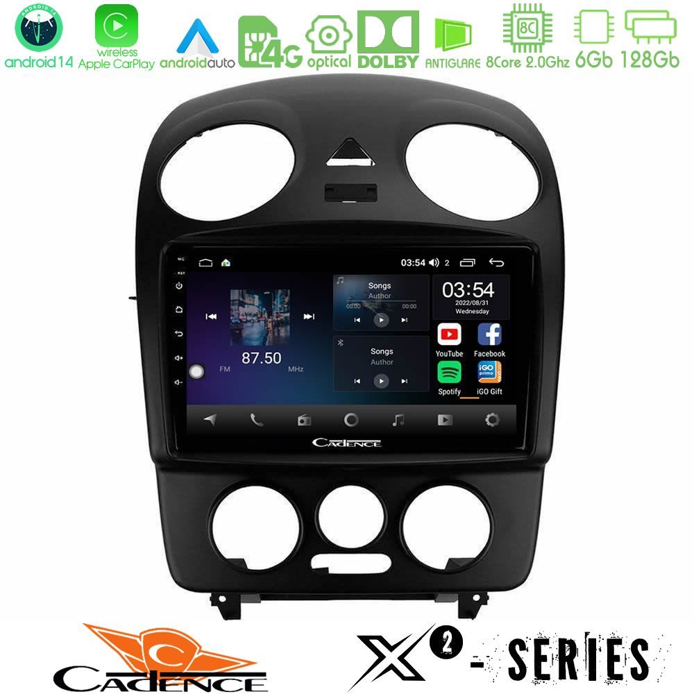Cadence X2 Series 8Core Android14 6+128GB VW Beetle Navigation Multimedia Tablet 9"